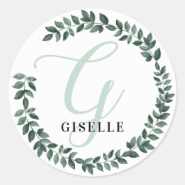 Letter G Monogram Aangepaste Naam Minimalistische  Ronde Sticker