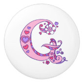 Letter G monogram bloemen en harten art pull Keramische Knop (Voorkant)