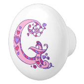 Letter G monogram bloemen en harten art pull Keramische Knop (Rechts)