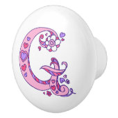 Letter G monogram bloemen en harten kunst trekker Keramische Knop (Rechts)