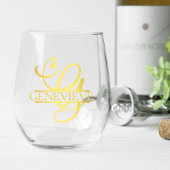 Letter G Monogram Bruidsmeisje Gift, Modern Elegan Wijnglas Zonder Voet