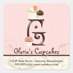 Letter G Monogram Cupcake Logo Business Stickers