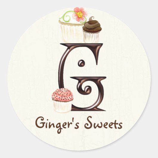 Letter G Monogram Cupcake Logo Zakelijke Stickers (Voorkant)