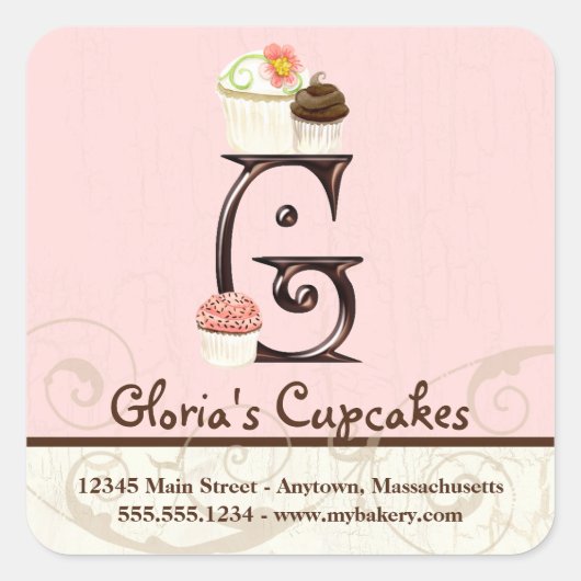 Letter G Monogram Cupcake Logo Zakelijke Stickers (Voorkant)