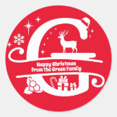 Letter G Monogram Initiaal Familienaam Greeting Ronde Sticker (Voorkant)