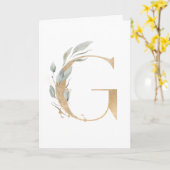Letter G Monogram Kaart (Gele Bloem)