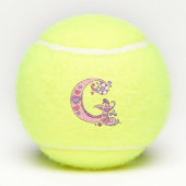 Letter G-monogram meisjes gepersonaliseerde doodle Tennisballen (Achterkant)