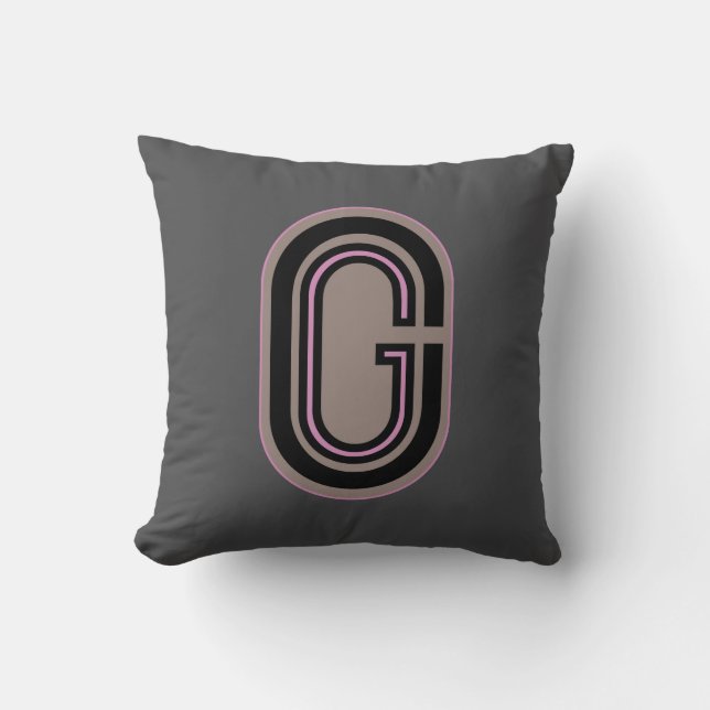 Letter G Monogram Oval Crest Kussen (Voorkant)
