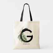 Letter G Monogram | Persoonlijk tropisch blad Tote Bag (Achterkant)