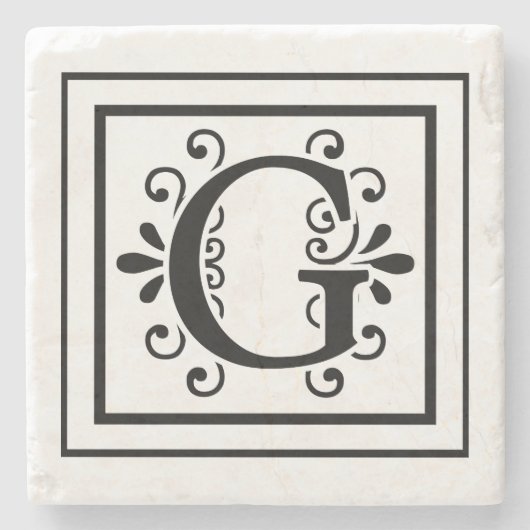 Letter G Monogram Stone Onderzetters (Voorkant)