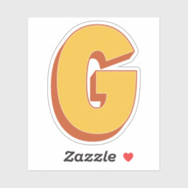 Letter G Monogram, Vet 3D Type Lettertype Initiaal Sticker