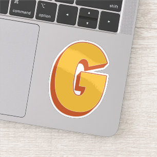 Letter G Monogram, Vet 3D Type Lettertype Initiaal Sticker