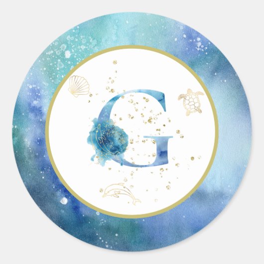 *~* LETTER G - Nautische strandenvelop Sticker (Voorkant)