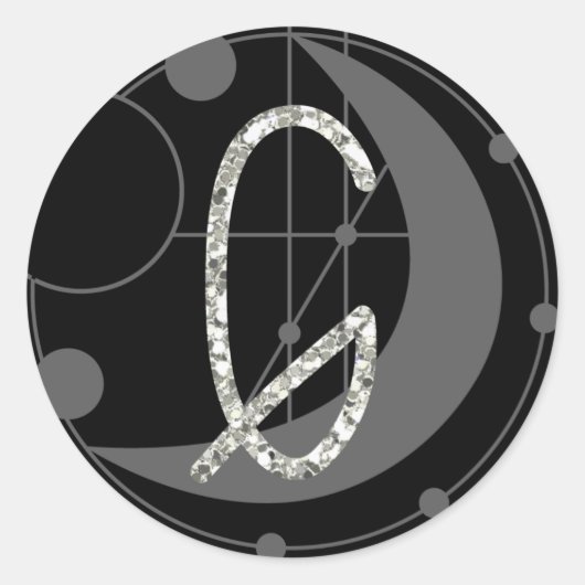 Letter G Rune Runic Monogram Geometrische Maan Zwa Ronde Sticker (Voorkant)