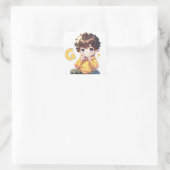Letter G Schattige Boy Anime Vierkante Sticker (Tas)