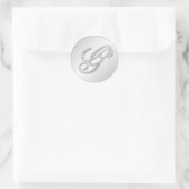 Letter G script initiaal faux zilver monogram guns Ronde Sticker (Tas)
