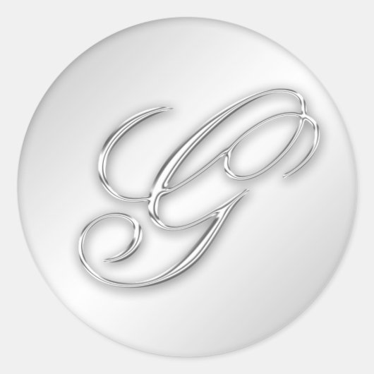 Letter G script initiaal faux zilver monogram guns Ronde Sticker (Voorkant)
