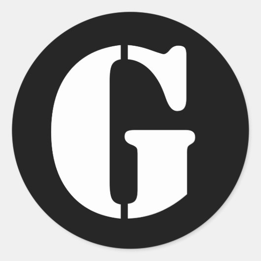 Letter G Stencil Alphabet van Janz Black Ronde Sticker (Voorkant)