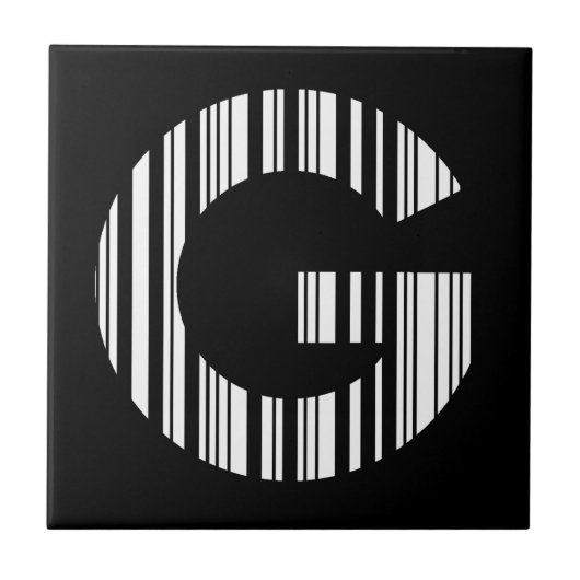 LETTER G STREEPJESCODE Eerste Initiaal Barcode Pat Tegeltje (Voorkant)