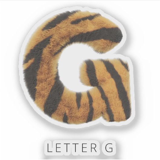 Letter G Tiger Fur Sticker (Voorkant)