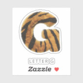 Letter G Tiger Fur Sticker (Vel)