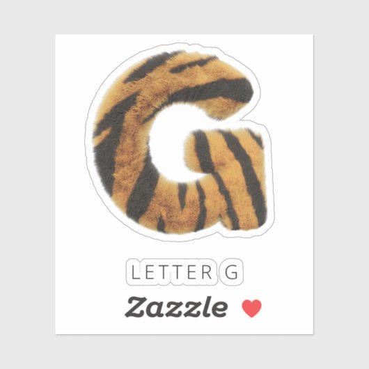 Letter G Tiger Fur Sticker (Vel)