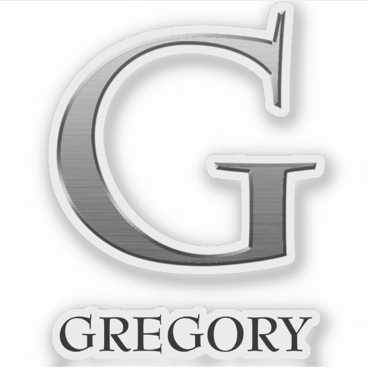 Letter G Two-Tone Silver Grey en Name Sticker (Voorkant)