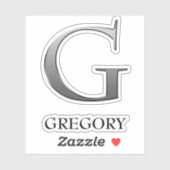 Letter G Two-Tone Silver Grey en Name Sticker (Vel)