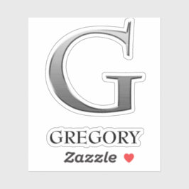 Letter G Two-Tone Silver Grey en Name Sticker