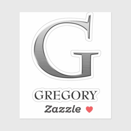 Letter G Two-Tone Silver Grey en Name Sticker (Vel)
