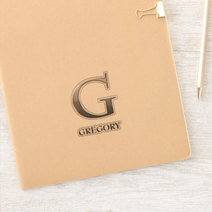 Letter G Two-Tone Silver Grey en Name Sticker