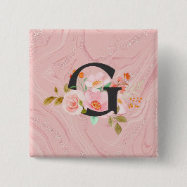 Letter G Vierkante Button 5,1 Cm