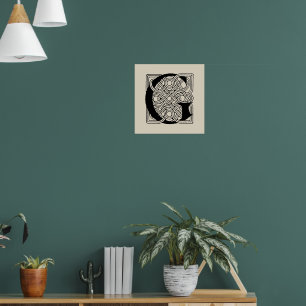 Letter G Vintage Keltische Knoop Monogram Poster