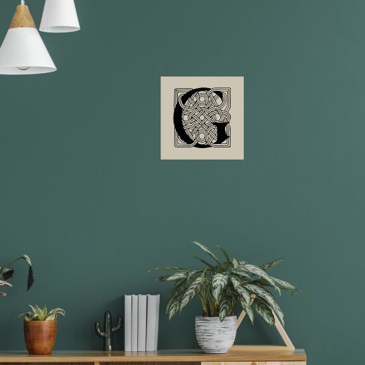 Letter G Vintage Keltische Knoop Monogram Poster (Woonkamer 1)