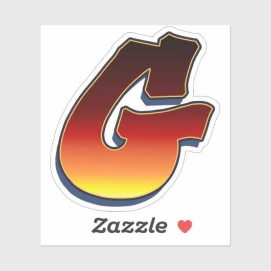 Letter G - vlammen Sticker (Vel)