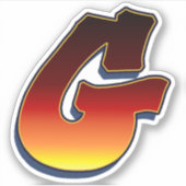 Letter G - vlammen Sticker (Voorkant)