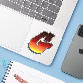 Letter G - vlammen Sticker (Laptop met iPhone)