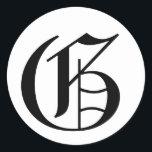 Letter G White Wedding Alphabet van Janz Ronde Sticker<br><div class="desc">Artistieke letters van het Alfabet van Janz © 2008-2020 Jan Fitzgerald. Alle rechten voorbehouden. Grafisch Ontwerp,  Kunstwerk,  en Fotografie door Jan en Michael Fitzgerald.</div>