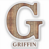 Letter G wood texture met aangepaste name Sticker (Voorkant)