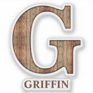 Letter G wood texture met aangepaste name Sticker