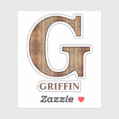 Letter G wood texture met aangepaste name Sticker (Vel)