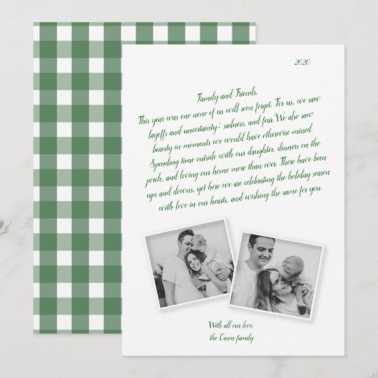 Letter Groen Script Coronavirus Vakantie Kaart (Voorkant / Achterkant)