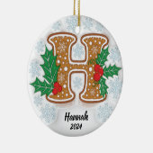 Letter H Aangepaste naam Kerstmis Keramisch Ornament (Rechts)
