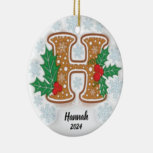 Letter H Aangepaste naam Kerstmis Keramisch Ornament (Rechts)