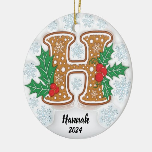 Letter H Aangepaste naam Kerstmis Keramisch Ornament (Links)