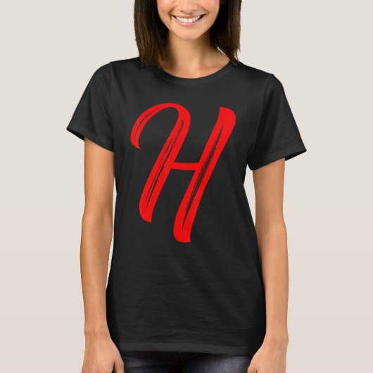 Letter H Alphabet Large Red Graphic Initial T-shirt (Voorkant)