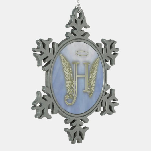 Letter H Angel Monogram Tin Sneeuwvlok Ornament (Links)