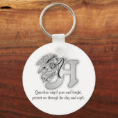 Letter H-angelmonogram alfabet initiaal Sleutelhanger (Voorkant)