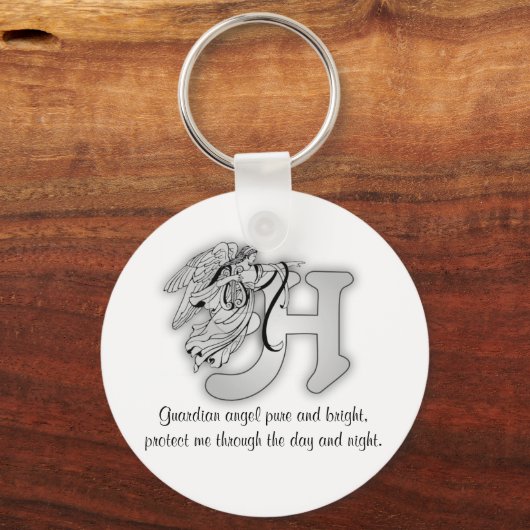 Letter H-angelmonogram alfabet initiaal Sleutelhanger (Voorkant)