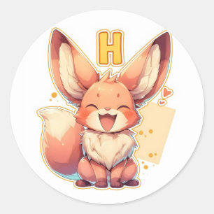 Letter H Anime Animal Schattige Ronde Sticker